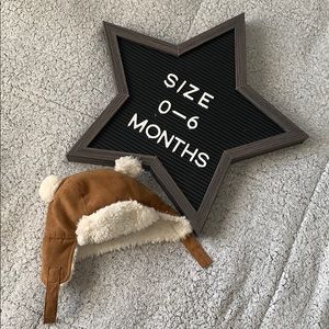 Faux Suede Sherpa trim hat for baby